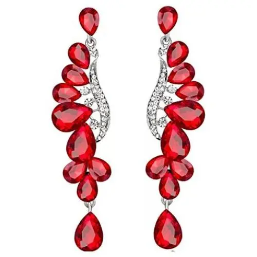Scarlvambo Womens Austrian Crystal Art Deco Teardrop Pierced Dangle Wedding Earrings Silver-Tone Scarlvambo Womens Austrian Crystal Art Deco Teardrop Pierced Dangle Wedding Earrings Silver-Tone