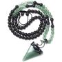 Top Plaza Natural Stone Healing Crystal Triangle Pointed Gemstone Pendant Necklace Crescent Moon Jewelry Adjustable Lava Rock Beads Necklaces for Women Men