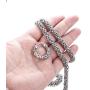 ORAZIO Stainless Steel Byzantine Chain Necklace Bracelet Earrings for Women Jewelry Set