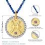SISMIURRA 12 Zodiac Necklace 18K Gold Plated Natural Stone Chain 5A CZ Astrology Coin Pendant Necklace Birthday Jewelry Gifts for Women Girls