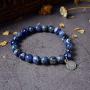 Crystal Agate Blue Sodalite Bracelet| Chakra Reiki Healing Gemstone Bangle Wristlet| Elastic Stretchy Jewelry with Round Crystal Beads for Women Girls Unisex