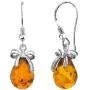 Peora Genuine Baltic Amber Drop Earrings for Women in Sterling Silver, Rich Cognac Color, Dainty Bow Accent, Fish Hook Peora Genuine Baltic Amber Drop Earrings for Women in Sterling Silver, Rich Cognac Color, Dainty Bow Accent, Fish Hook