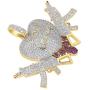 TOPGRILLZ Bubble Broken Heart Pendant Necklace 14K Gold Plated Lab Diamond Iced Out Chain for Men Women Sad Jewelry