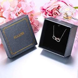 Sllaiss Sterling Silver Infinity Rose Pendant Necklace for Women Sets with Austria Zirconia 18K White Gold Plated Jewelry with Gift Box