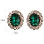 Yoursfs Necklaces and Clip On Earrings for Women 18K Gold Plated Oval Halo Austrain Crystal Pendant Non-Pierced Clip Earrings Prom Jewelry Set