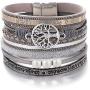 KSQS Tree of Life Leather Multi-Layer Wraps Bracelet,Boho Wide Buckle Wristband Bangle,Braided Cuff Bracelets for Women