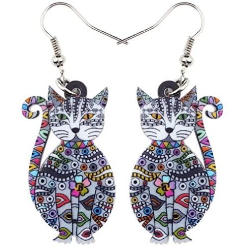 Acrylic Drop Dangle Cat Earrings Pets Novelty Funny Gift For Girl Kids Women By The Bonsny
