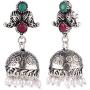 Efulgenz Boho Vintage Antique Ethnic Gypsy Indian Oxidized Silver Crystal Cubic Zirconia Bridal Necklace Earrings Jewelry Set