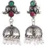 Efulgenz Boho Vintage Antique Ethnic Gypsy Indian Oxidized Silver Crystal Cubic Zirconia Bridal Necklace Earrings Jewelry Set
