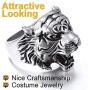 ChainsPro Mens Stunning Tiger Head Rings, Nice Craftmanship, Spiritual Animal Ring, Size #7-#14, 316L Stainless Steel/18K Gold Plated (Send Gift Box)