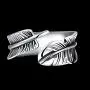 Gracefair Fashion Punk Stainless Steel Feather Ring Vintage Statement Leaf Ring Wing cast for Women Men Size 7-11