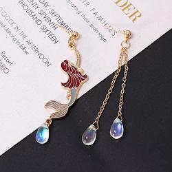 Mermaid Tears Dangle&Drop Earring Jewelry for Girls Women, Long Asymmetric Waterdrop Earrings