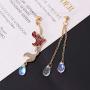 Mermaid Tears Dangle&Drop Earring Jewelry for Girls Women, Long Asymmetric Waterdrop Earrings