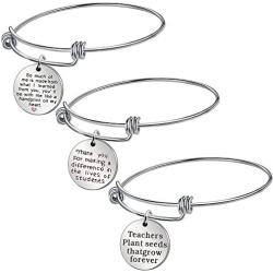 AGR8T Bangle Bracelets Teacher Appreciation Gift Teacher Day Women Jewelry Birthday Gift Stainless Steel 3PCS