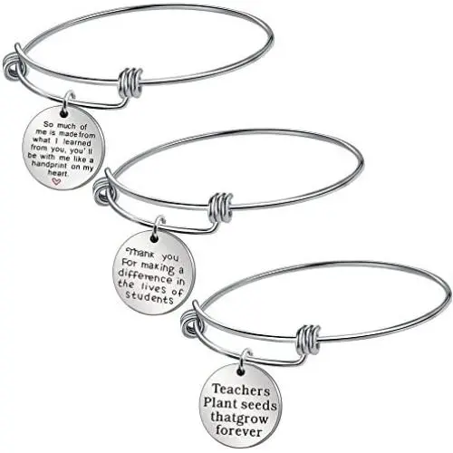 AGR8T Bangle Bracelets Teacher Appreciation Gift Teacher Day Women Jewelry Birthday Gift Stainless Steel 3PCS AGR8T Bangle Bracelets Teacher Appreciation Gift Teacher Day Women Jewelry Birthday Gift Stainless Steel 3PCS