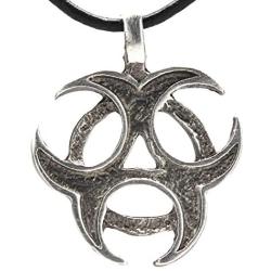 Trilogy Jewelry Pewter Biohazard Symbol Pendant on Leather Necklace