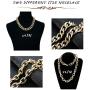 Hanpabum 2 PCS Men Gold Plated Big Chunky Necklace Hip Hop Jewelry 80s 90s Personalized Punk Style Chain Necklace Costume Jewelry