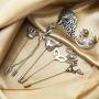 RechicGu Pack 7pcs Men Wedding Stick Lapel Pin Brooch Badge Animal Opera Mask Crown Angel Fairy for Suit Shirt Tie Hat Scarf Fashion Jewelry Gift