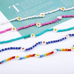 Bomine Boho Beaded Choker Flower Necklace Adjustable Jewelry Chain Beach for Women and Girls