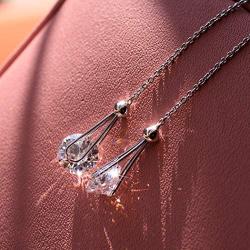Kainier Drop Dangle Earrings CZ Tear Drop Style 14K Gold Plated Cubic Zirconia Thread Dangling Earrings for Women and Girls
