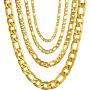 PROSTEEL 316L Stainless Steel Figaro Chain Necklace for Men/Women, Black/18K Real Gold Plated, 4mm to 13mm, 14inch to 30inch, Come Gift Box