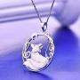 YL Fox Necklace Sterling Silver Round Fillgree Pendant Moon Jewelry Women Gifts