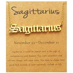 Lyncymber Zodiac Necklaces 18K Gold Plated Stainless Steel 12 Astrology Constellation Letter Necklaces for Women Girls