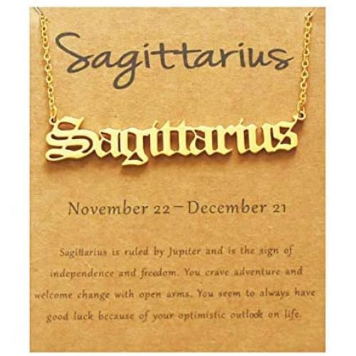 Lyncymber Zodiac Necklaces 18K Gold Plated Stainless Steel 12 Astrology Constellation Letter Necklaces for Women Girls