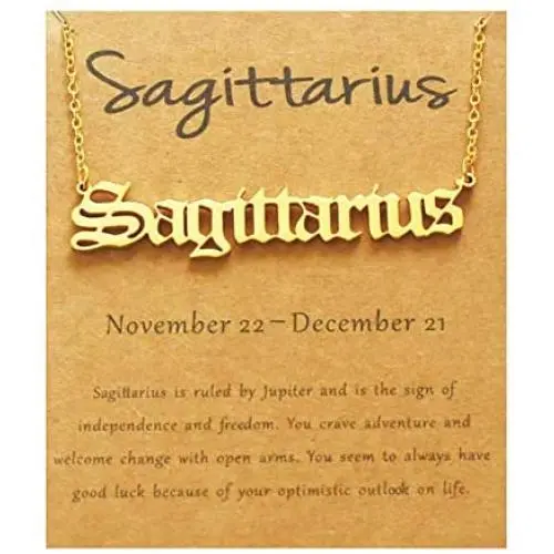 Lyncymber Zodiac Necklaces 18K Gold Plated Stainless Steel 12 Astrology Constellation Letter Necklaces for Women Girls