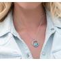 Leafael ''Ocean Wave Crystal Necklace Aquamarine Blue Green Multi Stone Circle Pendant Womens Jewelry, Silver Tone, 18''+2