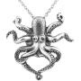 Controse Womens Silver-Toned Stainless Steel Black eyed Octopus Necklace with Pendant (18'' - 20'' Adjustable Chain)