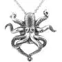 Controse Womens Silver-Toned Stainless Steel Black eyed Octopus Necklace with Pendant (18'' - 20'' Adjustable Chain)
