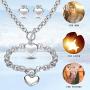 LOYALLOOK 3Sets Heart Pendant Necklace Toggle Chain Heart Bracelet Heart Stud Earrings for Women Stainless Steel Charm Love Heart Jewelry Set