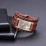 TEAMER Vintage Amulet Eye of Horus Leather Bracelet Cuff Bangle Egyptian Talisman Pagan Jewelry