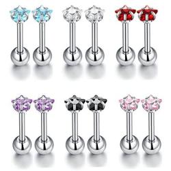 Fashion Stainless Steel 16g Diamond Barbell Studs Cartilage Earrings for Women Girls Tragus With Screw On Backs Cubic Zirconia Helix CZ Piercing Sets 3mm 4mm 5mm