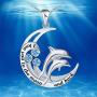 Dolphin Necklace for Women 925 Sterling Silver I Love You to The Moon and Back Necklace Dolphin Jewelry Gifts for Women Mom Wife Girls