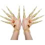 AvaCostume Womens Belly Dance Gypsy Egyptian Gold Bracelet with Finger Nails