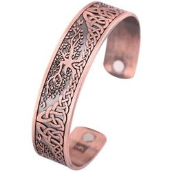 Magnetic Health Therapy Bracelet Tree of Life Yggdrasil Cuff Bangle for Women Men Pagan Jewelry