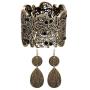 Amupper Metal Lace Bracelet and Earrings Set Bohemian Filigree Cuff Bangle Antique Jewelry for Womens Ladies