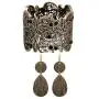 Amupper Metal Lace Bracelet and Earrings Set Bohemian Filigree Cuff Bangle Antique Jewelry for Womens Ladies Amupper Metal Lace Bracelet and Earrings Set Bohemian Filigree Cuff Bangle Antique Jewelry for Womens Ladies