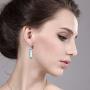 Gem Stone King 925 Sterling Silver Simulated Aquamarine Art Deco Dangle Earrings For Women (12.00 Cttw 2 Inch)