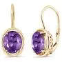 Gem Stone King 18K Yellow Gold Plated Silver Purple Amethyst Dangle Earrings 3.32 Ct Oval Gemstone Birthstone