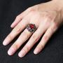 HZMAN Mens Vintage Gothic Biker Dragon Claw Ruby Sapphire Emerald Skull Stainless Steel Ring