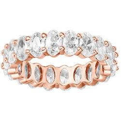 PAVOI 14K Gold Plated Rings Oval Cubic Zirconia Love Ring | 5mm Stackable Rings for Women | Gold Rings for Women