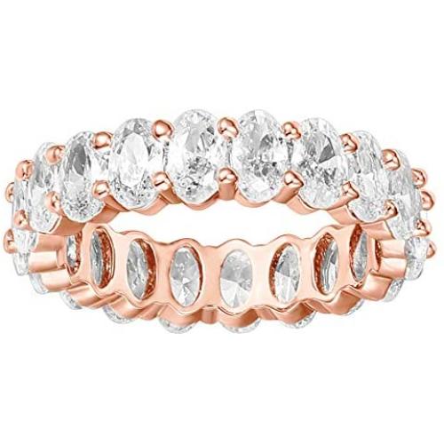 PAVOI 14K Gold Plated Rings Oval Cubic Zirconia Love Ring | 5mm Stackable Rings for Women | Gold Rings for Women