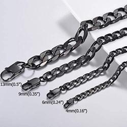 PROSTEEL Stainless Steel Cuban Chain Necklaces/Bracelets for Men Women, Black/18K Gold Plated, Nickel-Free, Hypoallergenic Jewelry, 4mm-13mm, 7.5''/8.3'',14''-30'', Come Gift Box