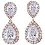 Scarlvambo Womens Cubic Zirconia Teardrop Pierced Dangle Wedding Earrings Rose-Gold-Tone Clear