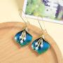 Gold Plated Enameled Green Calla Lily Flower Dangle Earrings with Extra French Hook