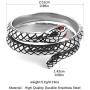HZMAN Gothic Snake Shape Ring Jewelry Fashion Animal Snake Red CZ Eye Personality Stainless Steel Ring Size 6-12