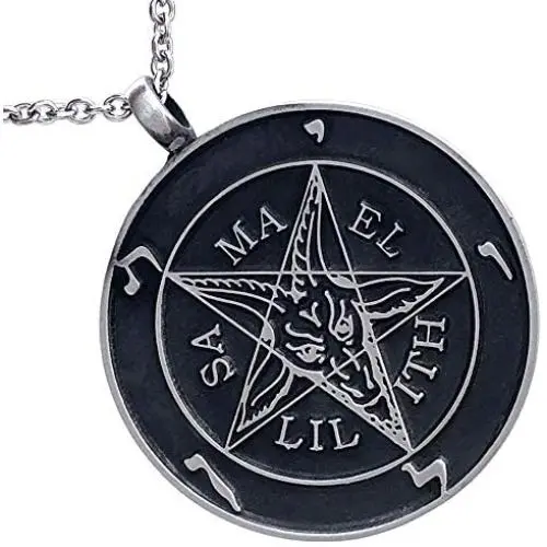 Church of Satan Jewelry Sigil of Baphomet SAMAEL-LILITH Inverted Pentacle Pentagram Star Satanic Devil LaVeyan Satanism Wicca Witchcraft Pewter Mens Pendant Necklace charm men w Stainless Steel Chain Church of Satan Jewelry Sigil of Baphomet SAMAEL-LILITH Inverted Pentacle Pentagram Star Satanic Devil LaVeyan Satanism Wicca Witchcraft Pewter Mens Pendant Necklace charm men w Stainless Steel Chain
